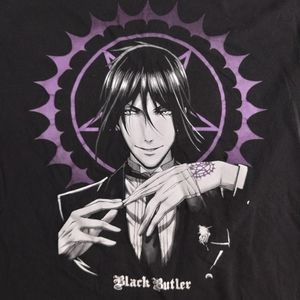Black Butler Size M Anime Graphic T-Shirt Purple On Black Sebatian Funimation